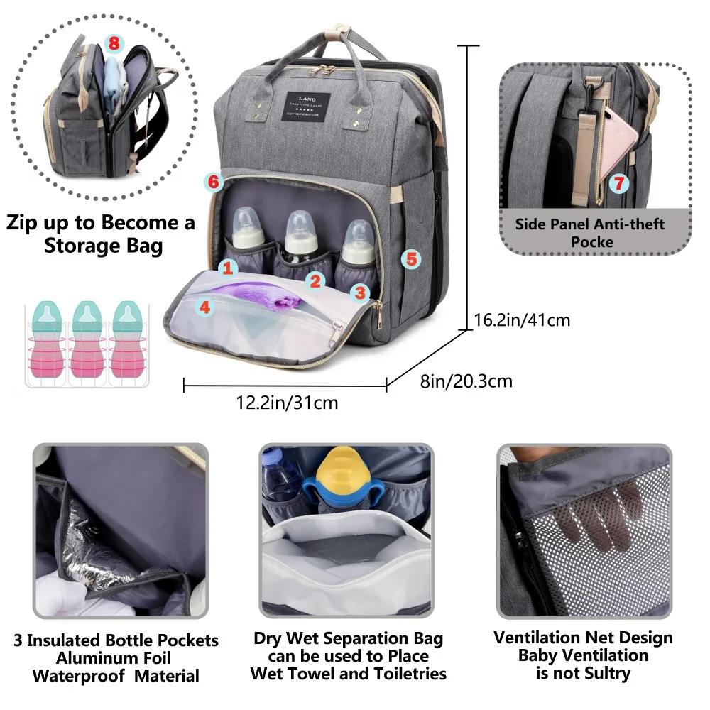 Sac de maman léger et Portable, lit de berceau pliant, sacs de maternité de voyage de grande capacit