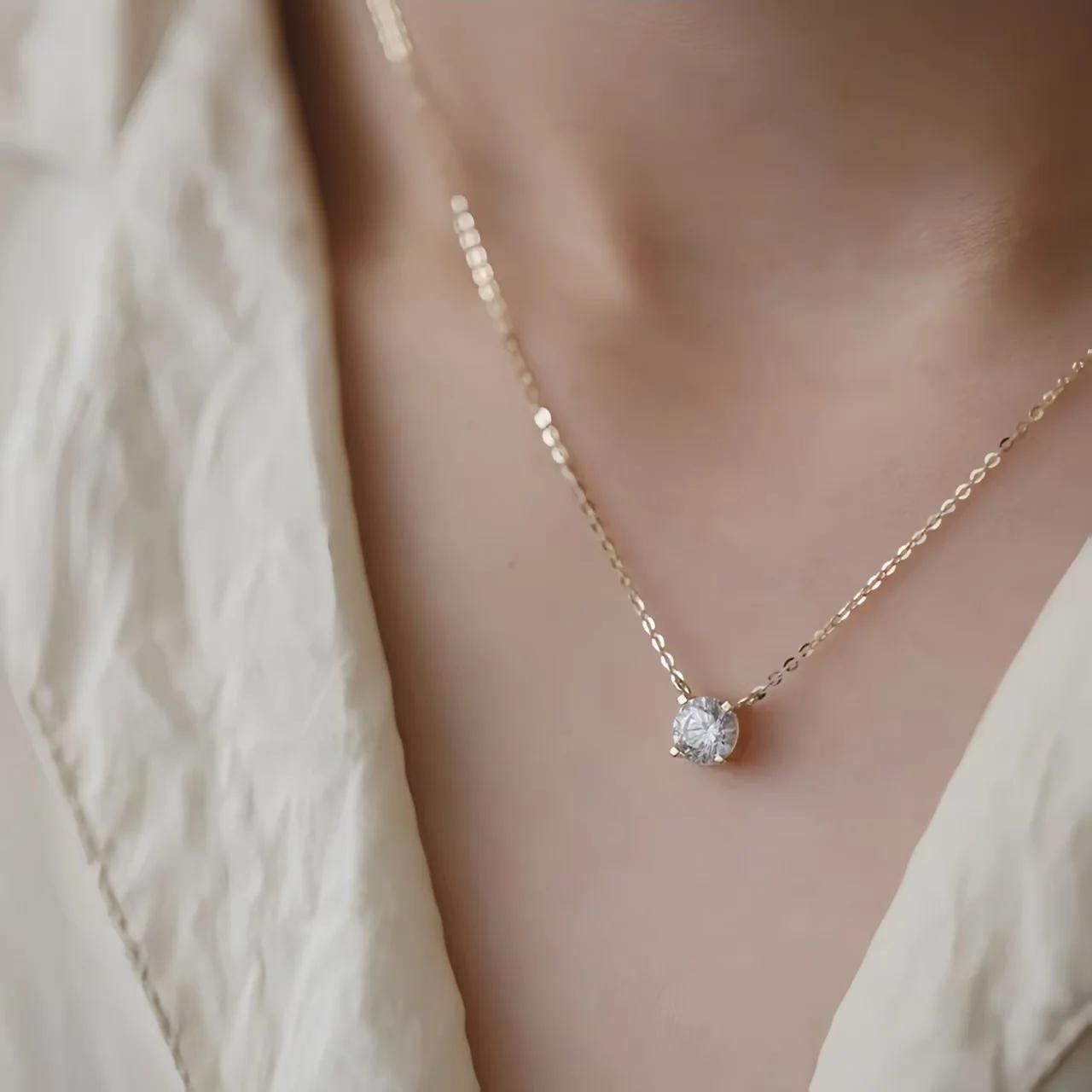 Collier en argent Sterling 925 plaqué or 18 carats, chaîne de clavicule polyvalente en Zircon brilla