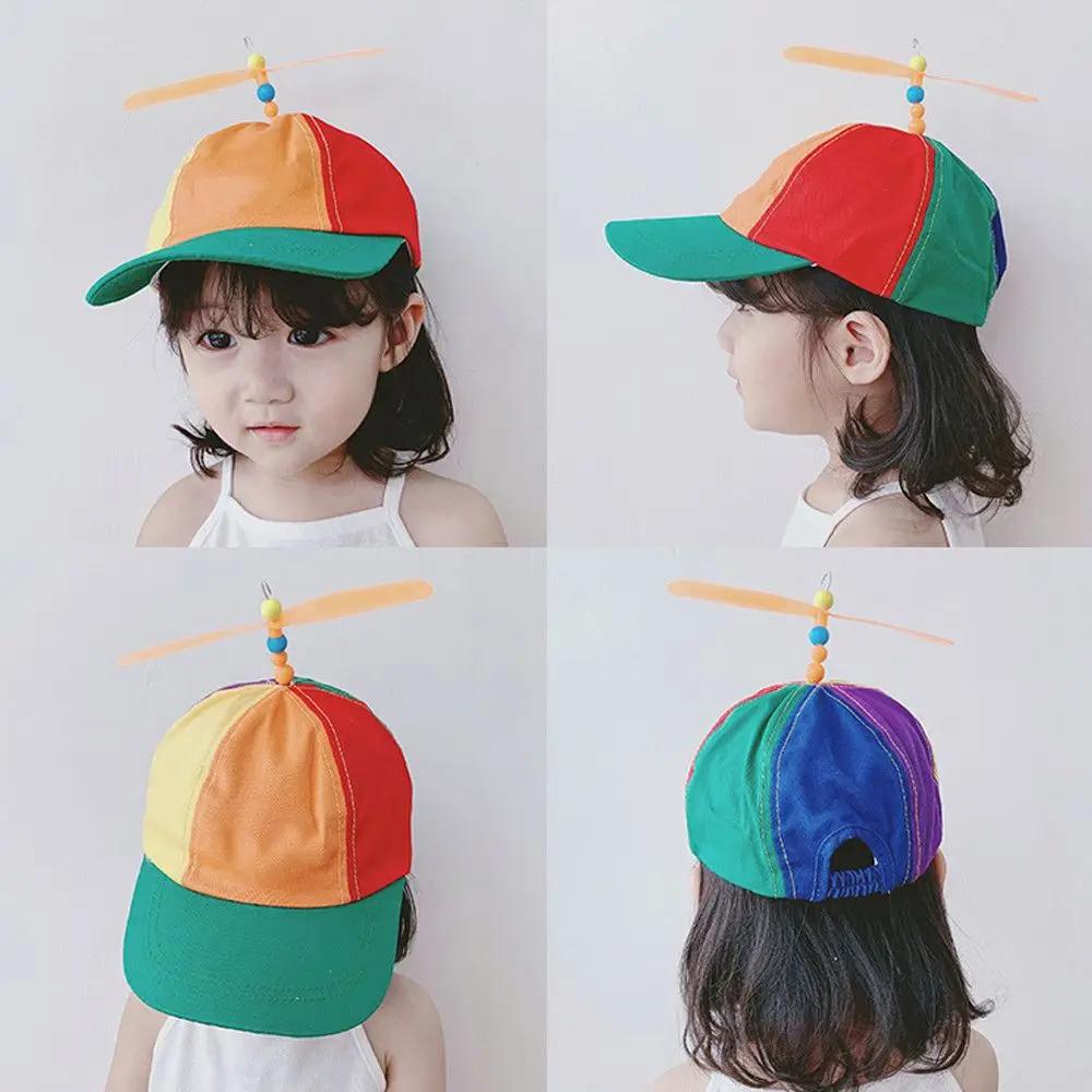 Casquette de soleil en bambou libellule arc-en-ciel pour enfants, chapeau Snapback, conception d'hél