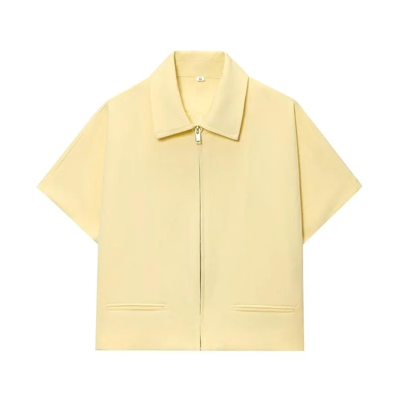 MUJER Veste courte femme manches courtes vestes universitaire pour femme été fermeture éclair nouvea