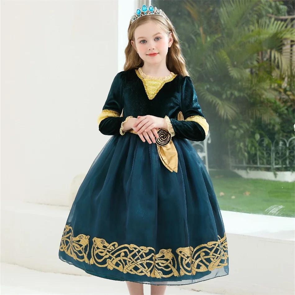 Robe princesse Merida enfant - Costume spectacle Halloween anniversaire carnaval jeu rôle fille