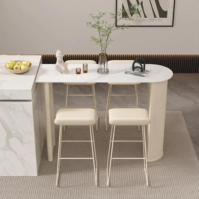 Table De Bar étroite en marbre blanc, minimaliste, Design carré sur pied, Table à manger, Partion Mu