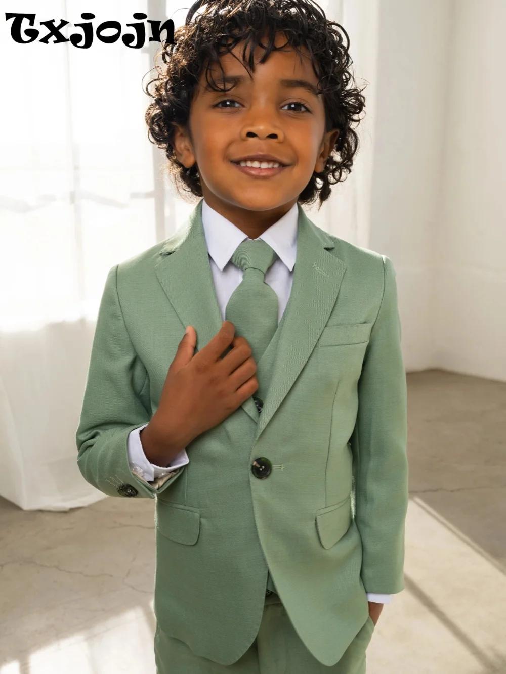Costume vert menthe pour enfants, coupe ajustée, 3 pièces, tenue de performance, ensemble de costume