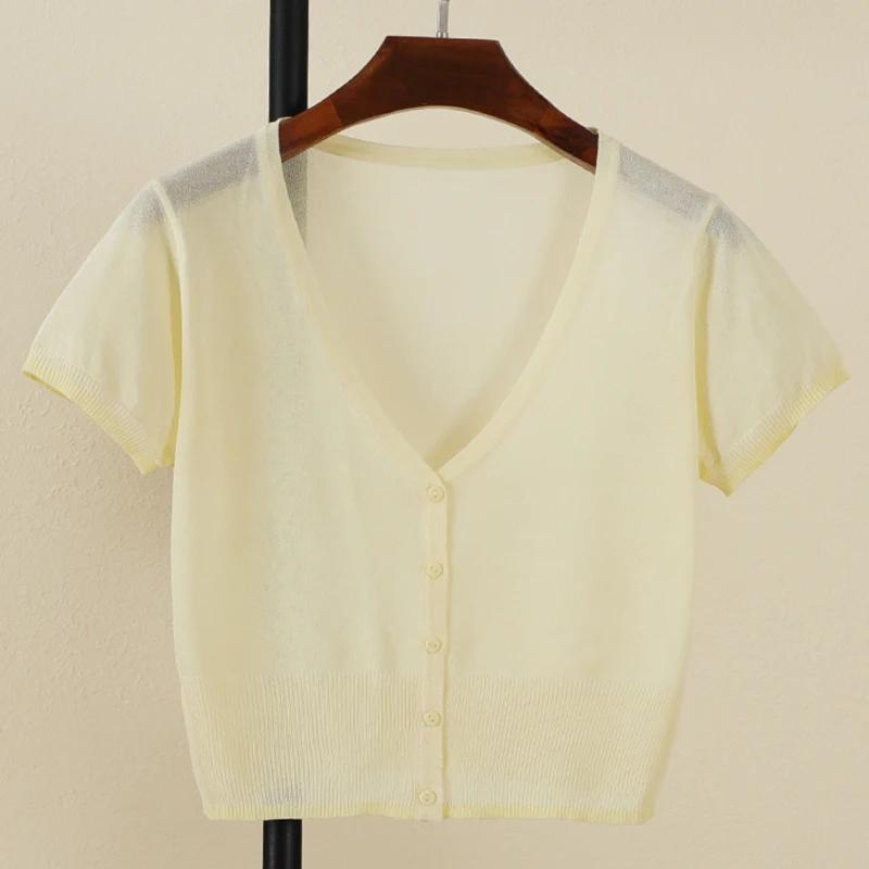 cardigan femme court haut ete légère manteau protection solaire korean style gilet maille tricot fem