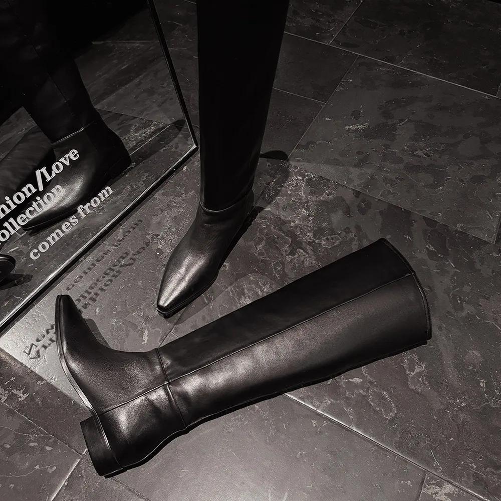Aucegi Bottes hautes confortables à bout rond pour femme, nouvelle collection printemps-automne, tal
