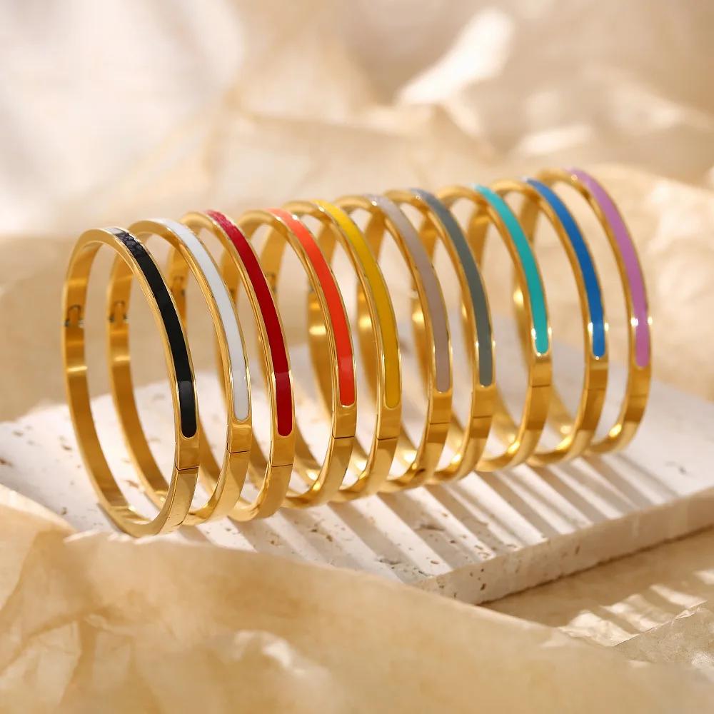 Bracelets de luxe en émail Orange coloré pour femmes, cadeau de fête, à la mode, bijoux originaux en
