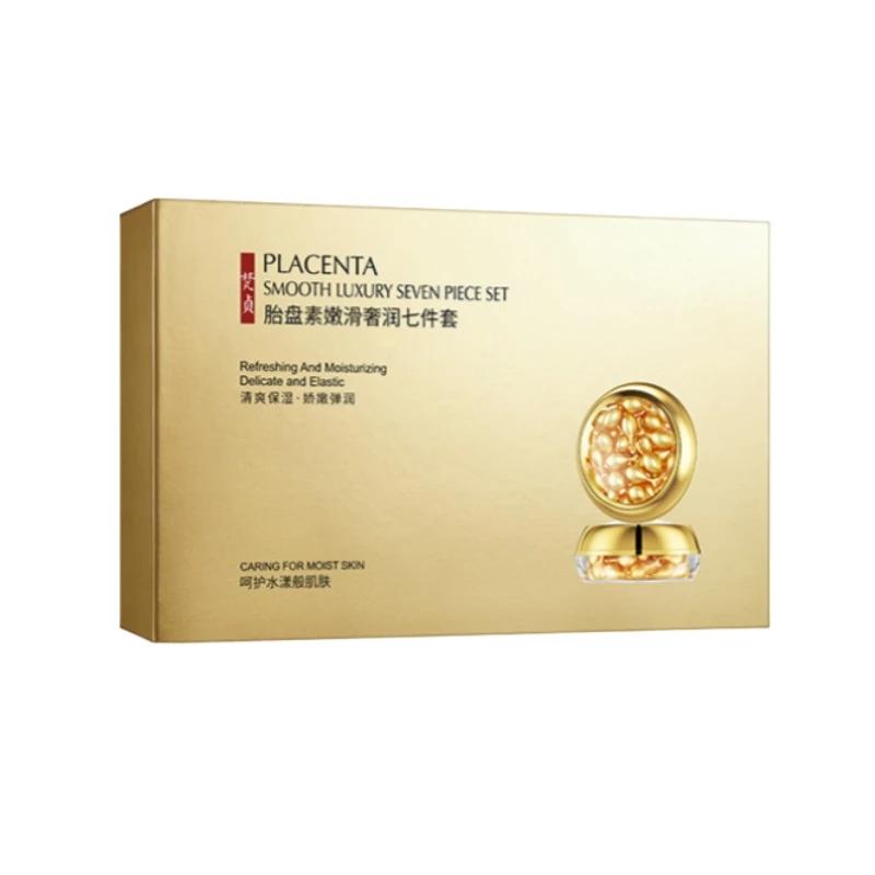 Placenta Soins de la peau Ensemble de sept pièces, riche en placenta Essence, produits de beauté pou