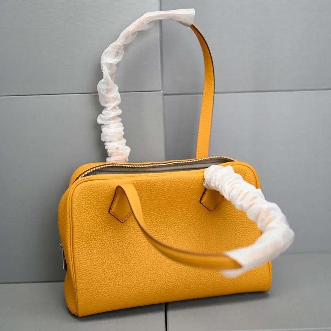Sac à main en cuir véritable pour femme, couche supérieure, sensation avancée, nouveau modèle à la m