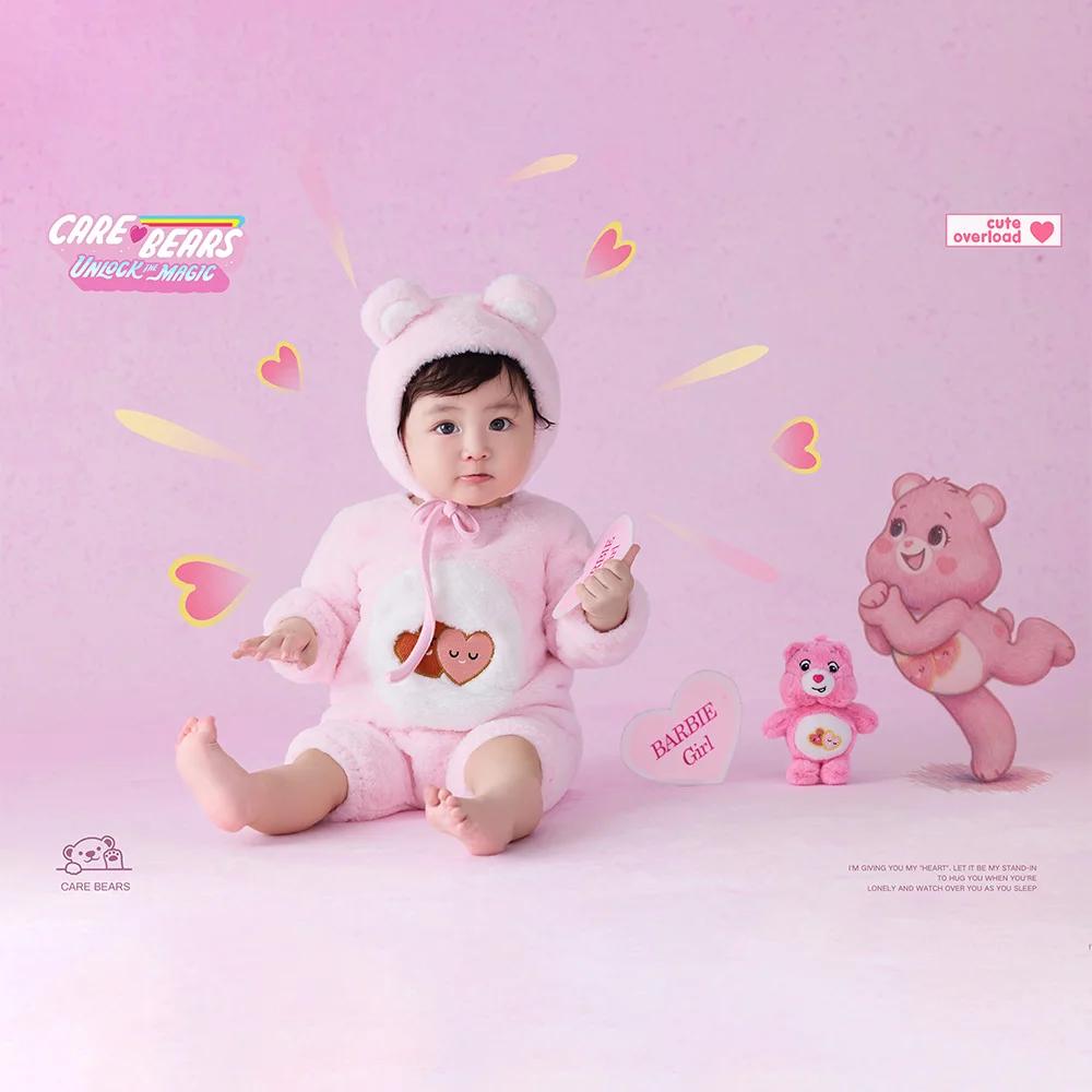 Tenue de photographie pour nouveau-né, thème ours de dessin animé mignon, barboteuse en peluche douc