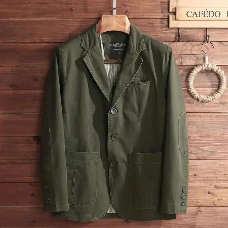 Blazer en pur coton grande taille pour homme, style italien élégant, coupe décontractée ajustée, tro