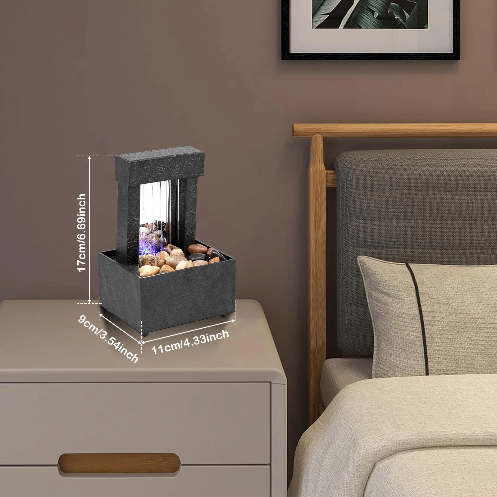 Fontaine de table avec batterie légère/Mini cascade de bureau à commande USB, ornements créatifs de 