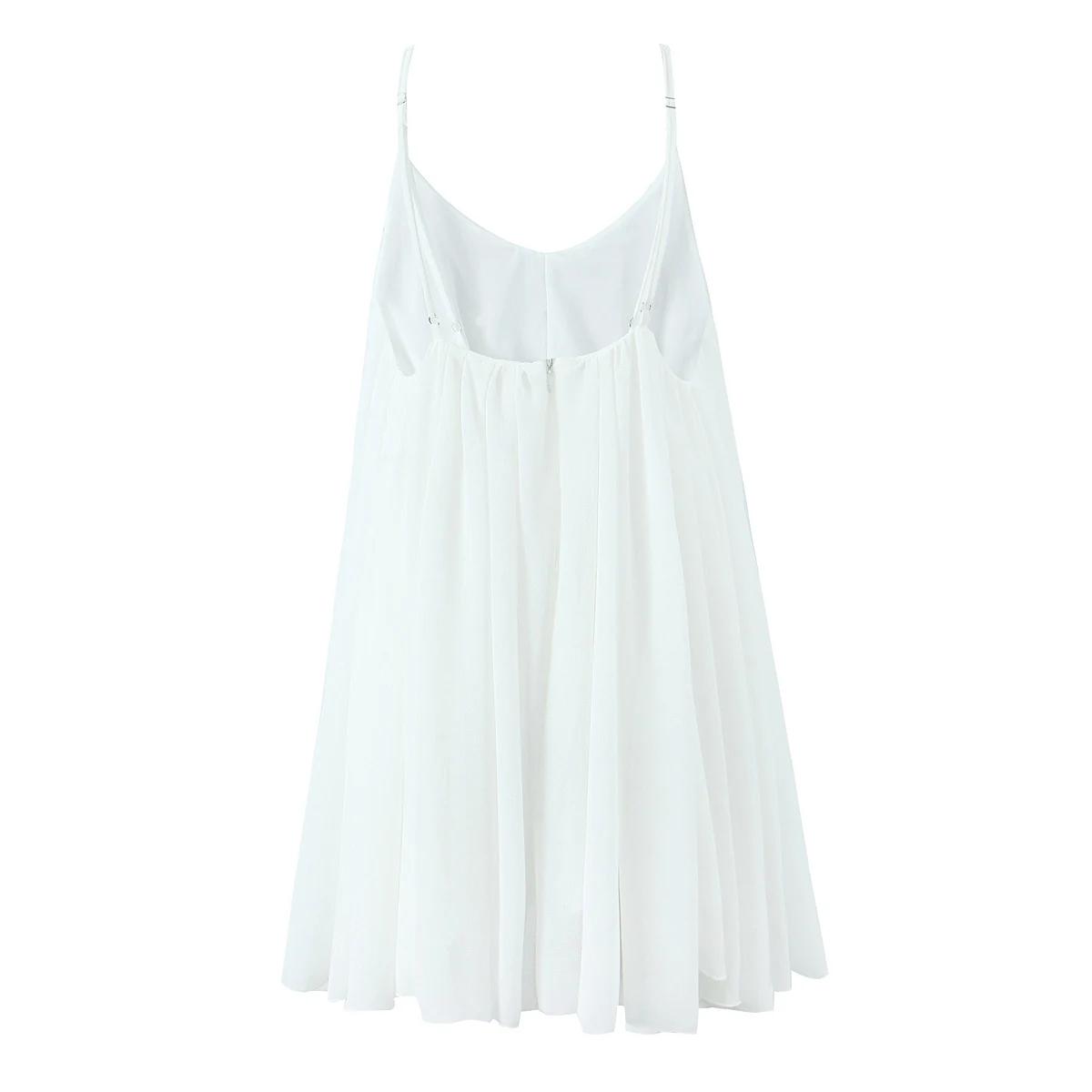 BO00-Robe courte à bretelles dos nu pour femmes, col rond, fermeture à glissière au dos, mini robes 
