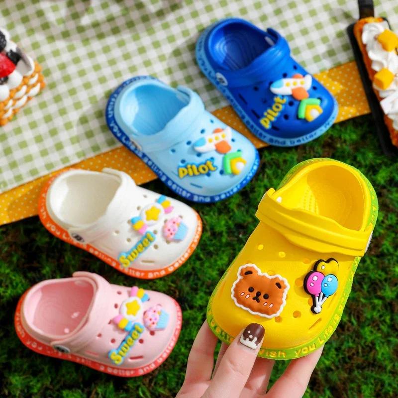 Sandales d'été pour filles, bébés garçons et filles, sandales de dessin animé à talons plats, pantou