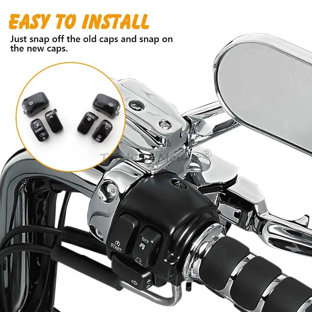 Kit de couvercles de boutons noirs pour interrupteur de commande manuelle de moto, pour Harley Touri