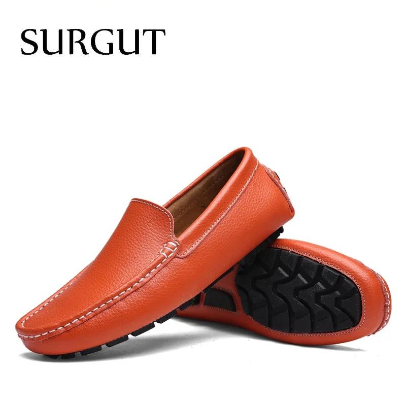 SURGUT – chaussures plates en croûte de cuir de vache pour hommes, mocassins de marque, chaussures d