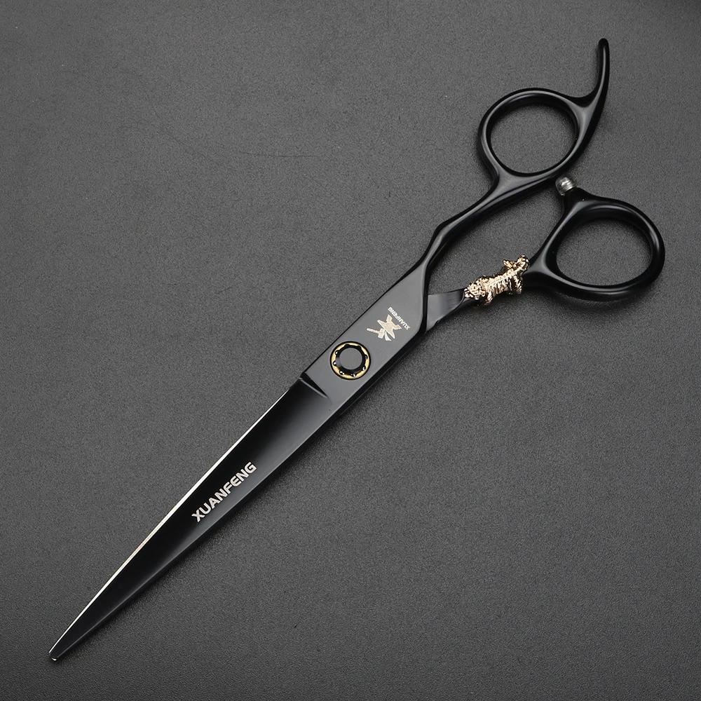 Ciseaux de coiffure XUANTENG de 7 pouces, noirs, avec système à roulement, ciseaux de barbier