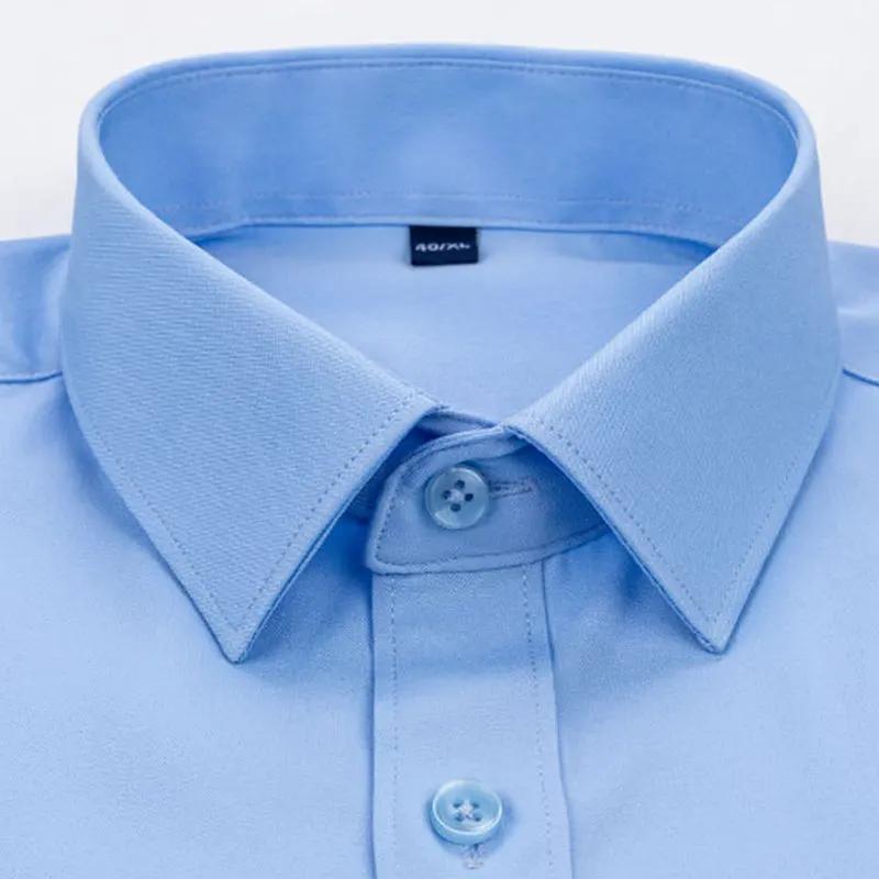 Chemise élastique à manches longues pour hommes, Anti-rides, sans repassage, confort d'affaires, mod