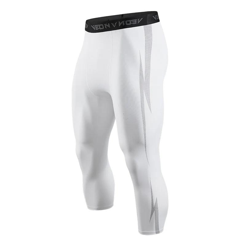 Pantalon de Compression 3/4 pour hommes, Leggings athlétiques Capri secs et Cool, couche de base de