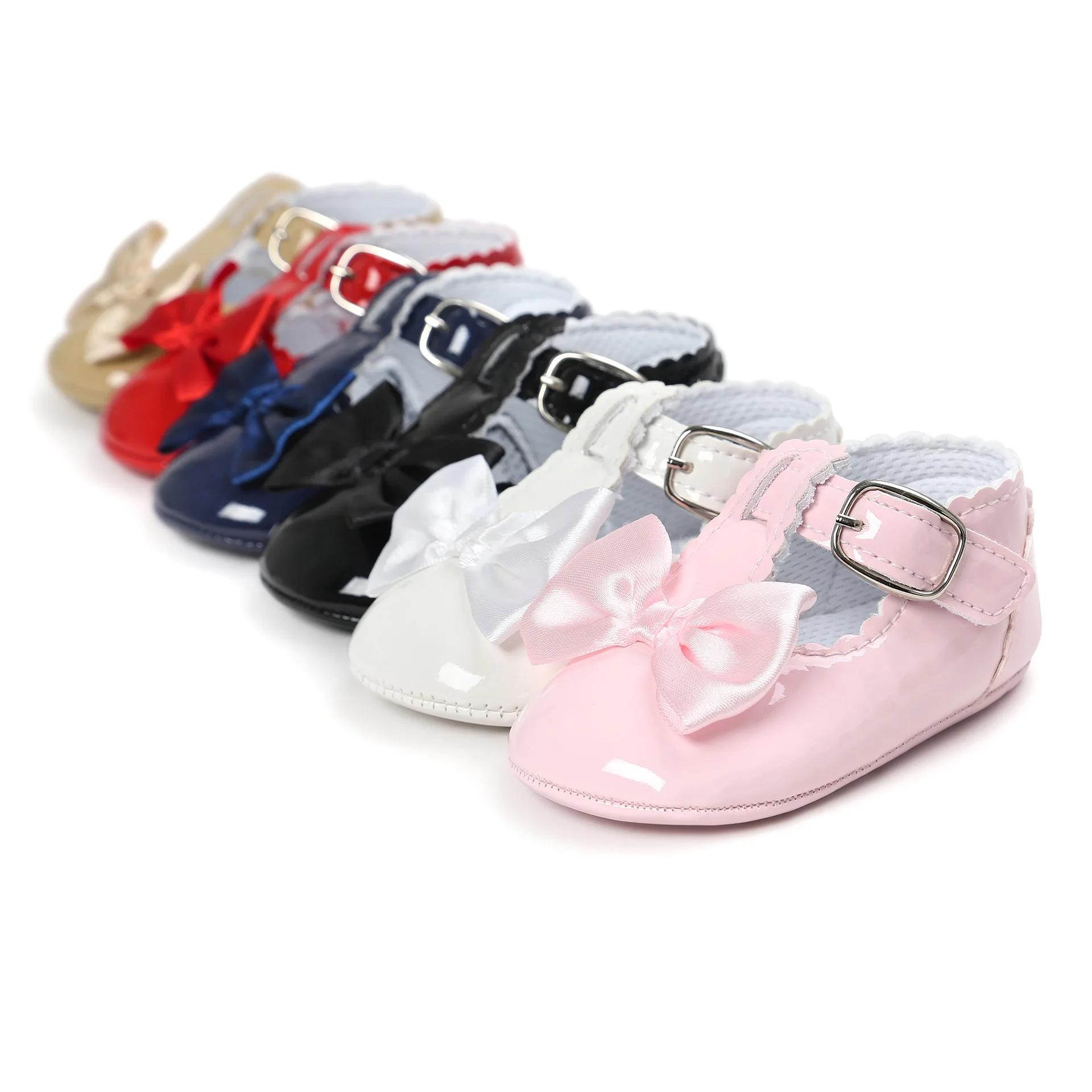 MRovior-Chaussures classiques pour bébés filles, semelle en caoutchouc avec nœud papillon, anti-alde