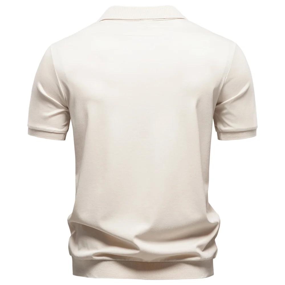 AIOPESON Polo Homme Respirant en Soie, Couleur Unie, Doux et Agréable pour la Peau, Style Décontract