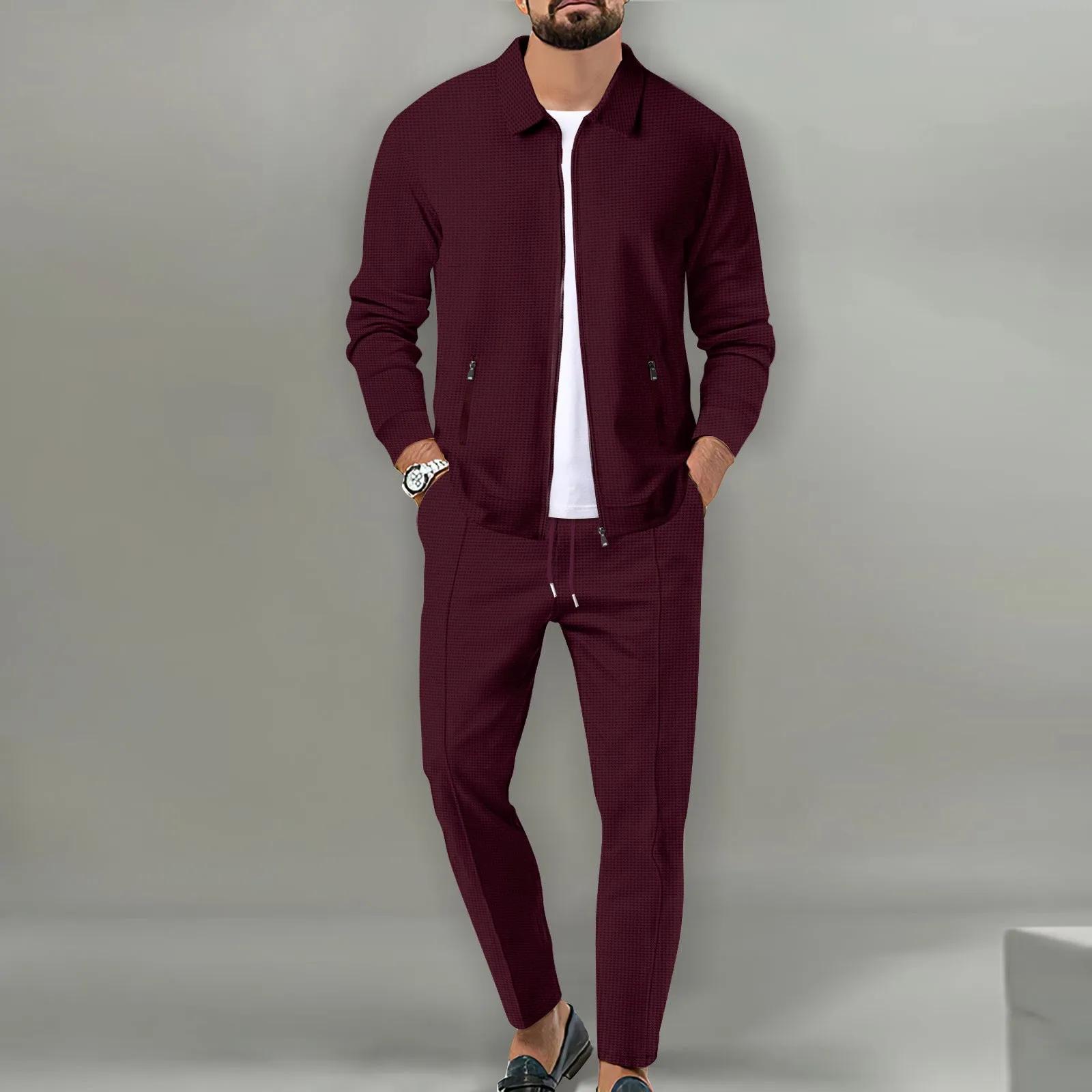 Veste et pantalon de sport pour hommes, couleur unie, populaire, pour jeunes, deux combinaisons de l