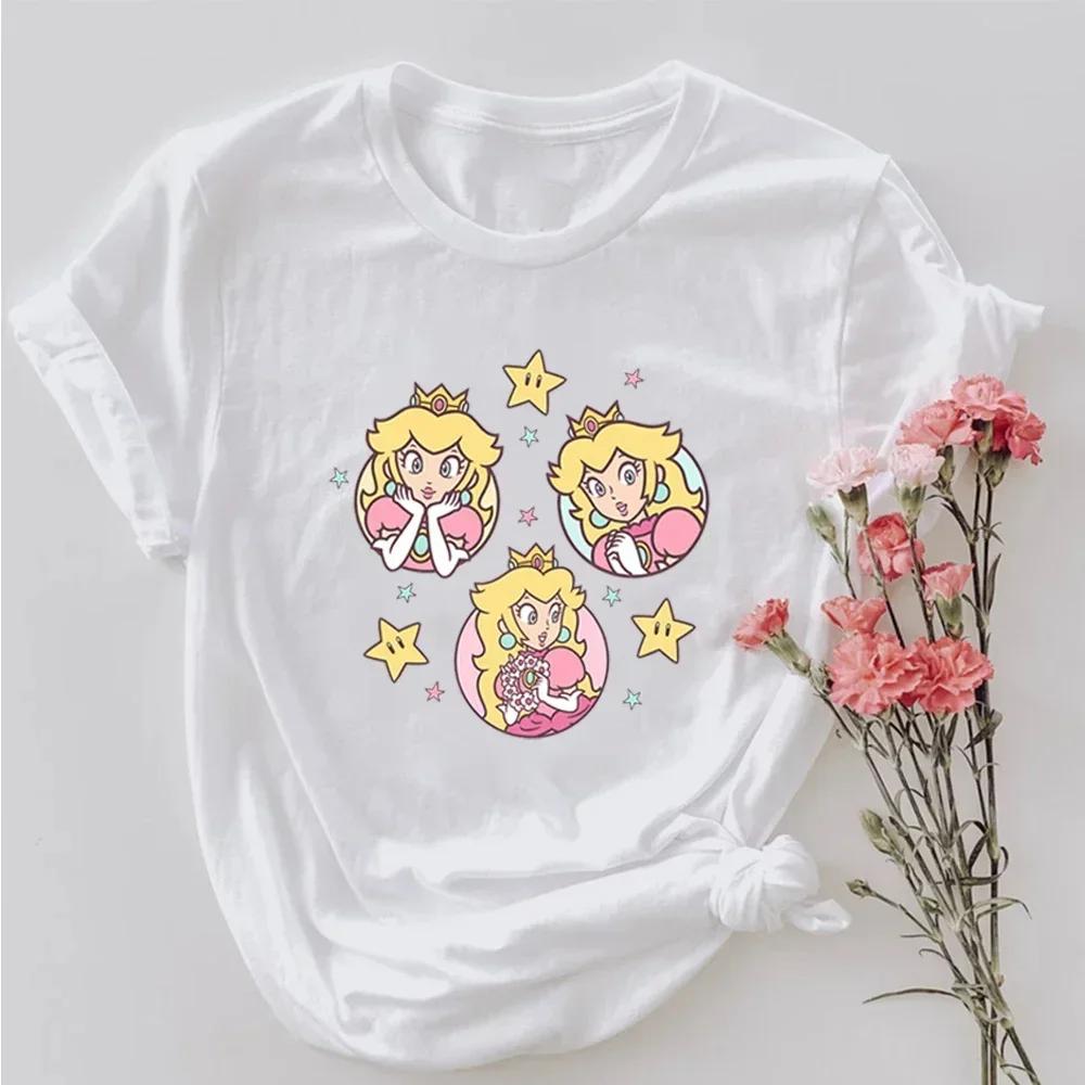 T-shirt princesse rétro Harajuku It's Peach Time, t-shirt graphique pêche, mignon femme, manches cou