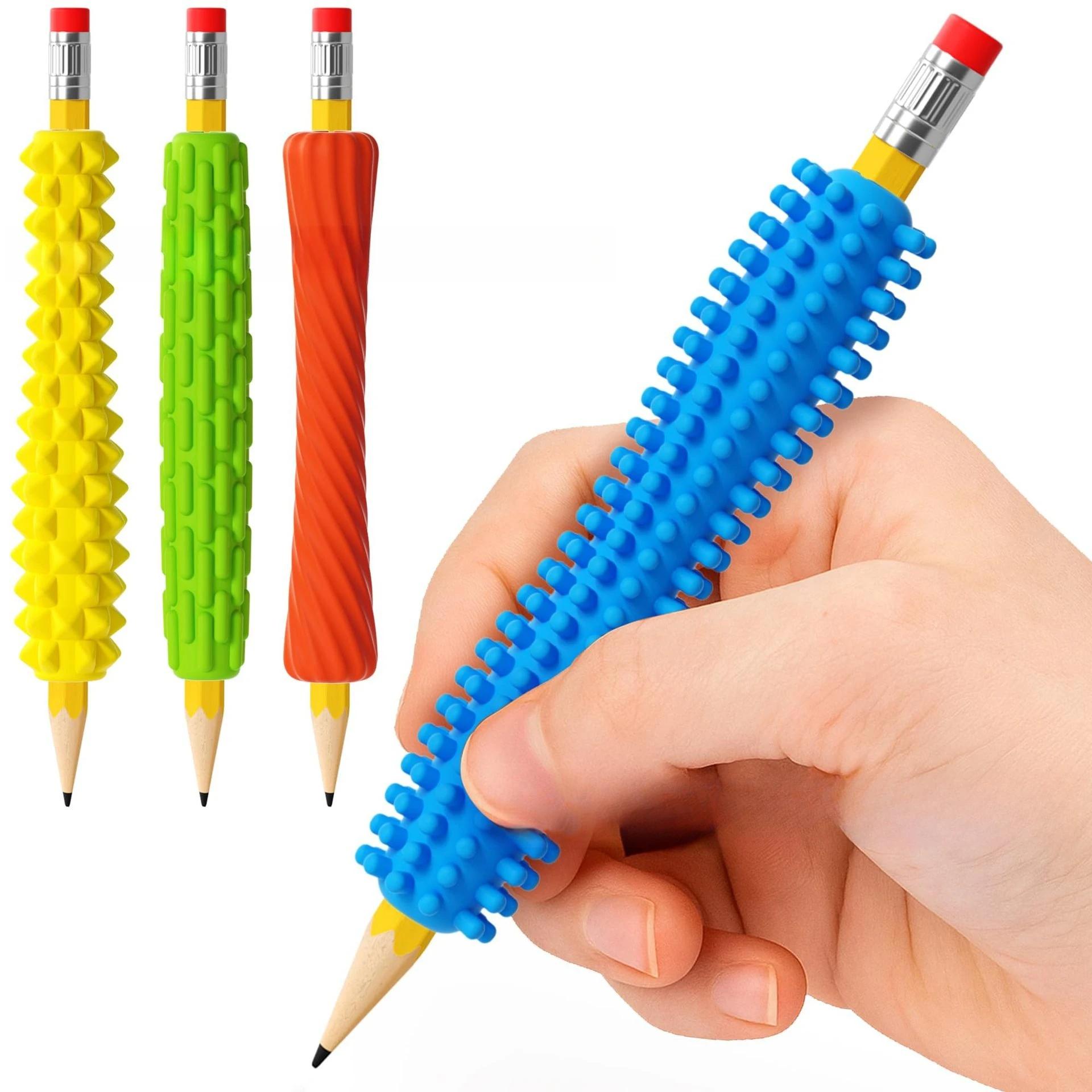 Porte-crayons en Silicone texturé, 4 pièces, créatif, à la mode, Tactile, tdah et autisme, soulageme