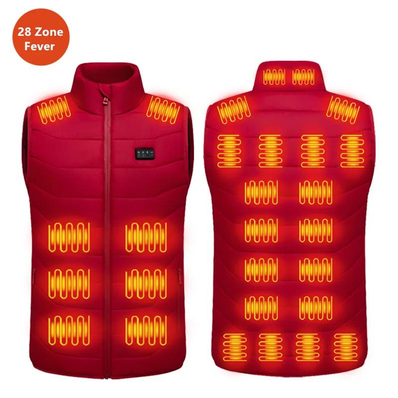 Nouveau ample décontracté col montant hiver 28 zones gilet chauffant Intelligent hommes femmes chaud