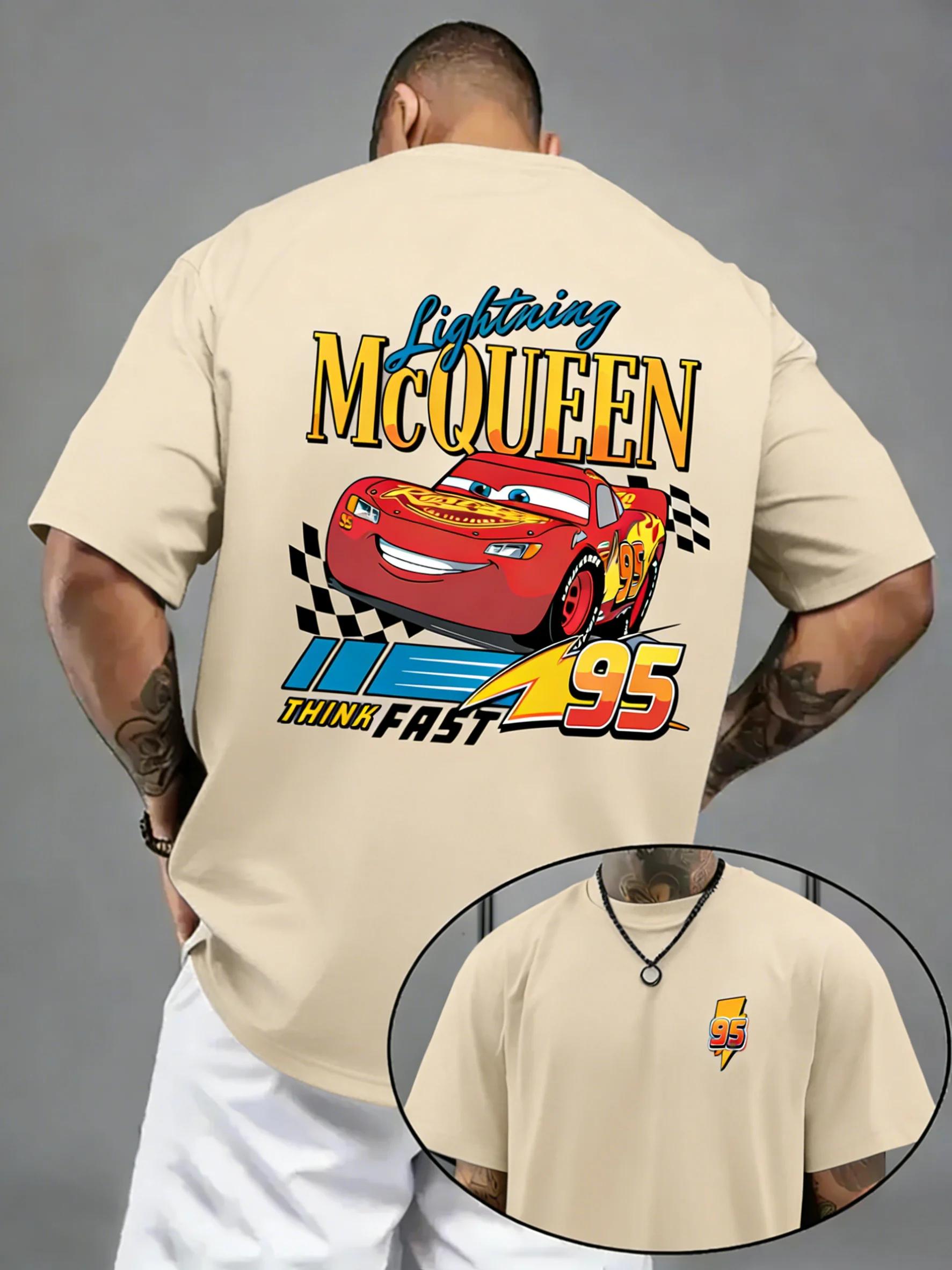 T-shirt imprimé Disney Cars Cartoon, nouveau style d'été pour hommes et femmes, style américain Stre