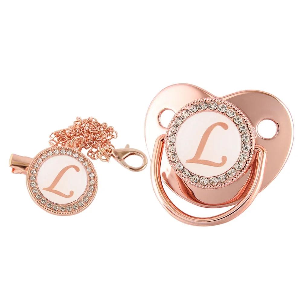 26 lettres bébé attache-sucette or Rose Bling porte-sucette Silicone sucette mamelon factice bébé do