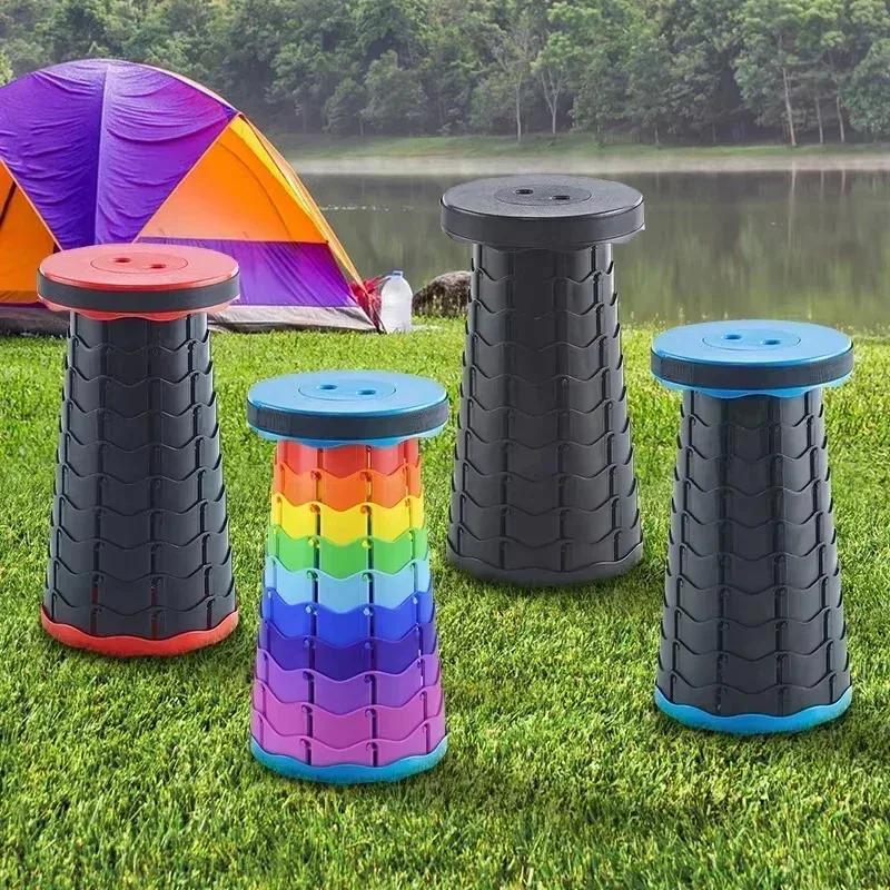 Chaise télescopique pliante en plastique portable, tabouret réglable léger pour la pêche, le camping