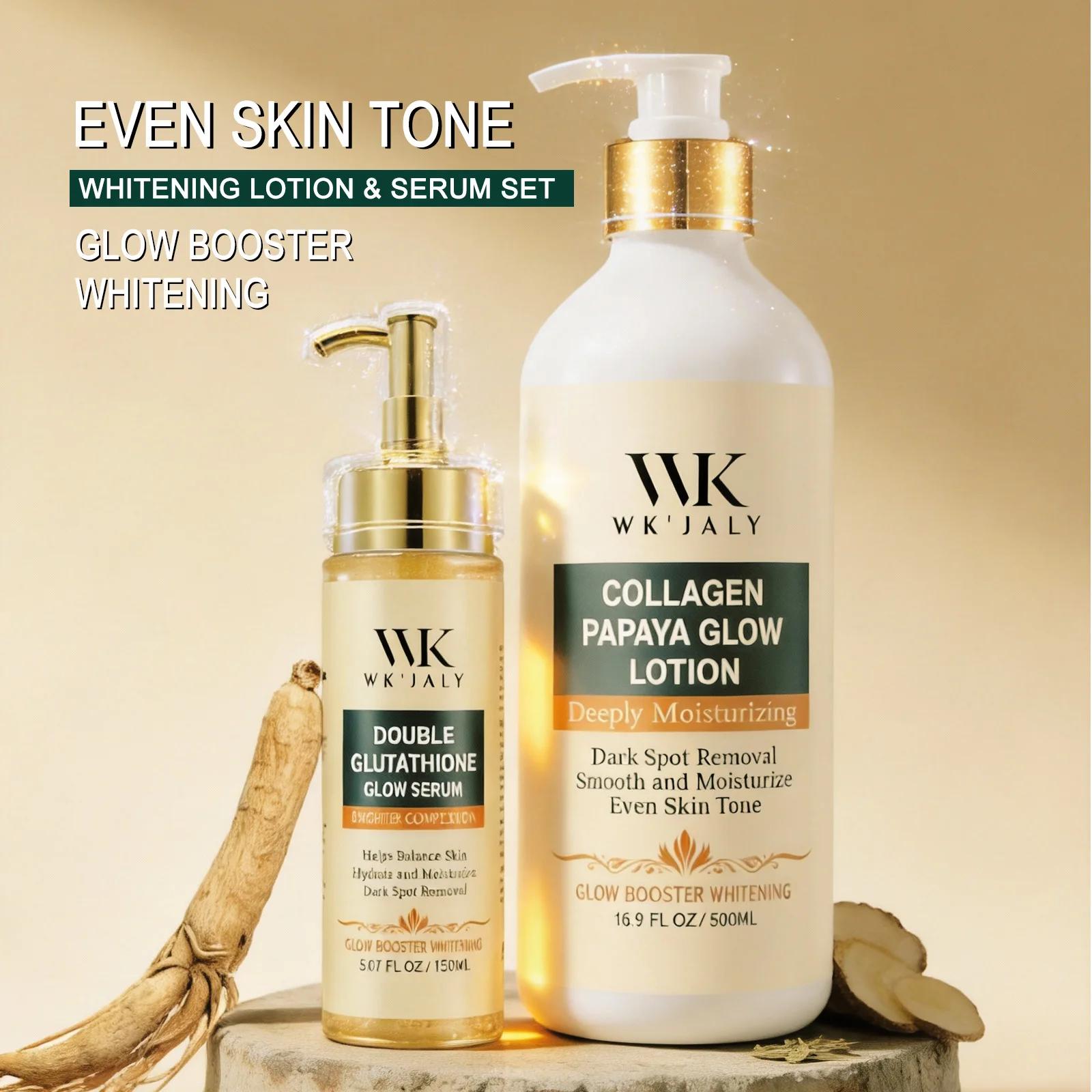 Kit de soin éclaircissant pour la peau WK JALY, avec lotion hydratante, sérum éclaircissant, formule