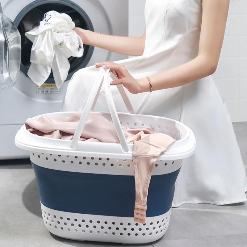 Mir à illant Pliable en Plastique pour Vêtements Sales, Grand Conteneur de Rangement pour la Maison
