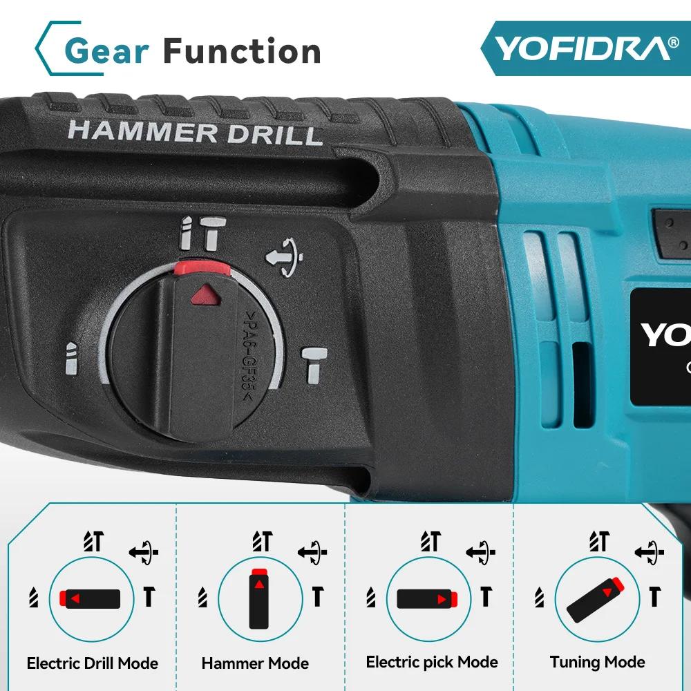 YOFIDRA 26MM perceuse à percussion électrique sans brosse multifonctionnelle rotative sans fil outil