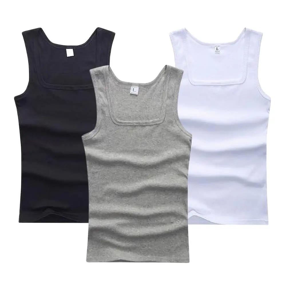 Offre spéciale été hommes vêtements femmes basique élastique débardeur pur coton sans manches hommes