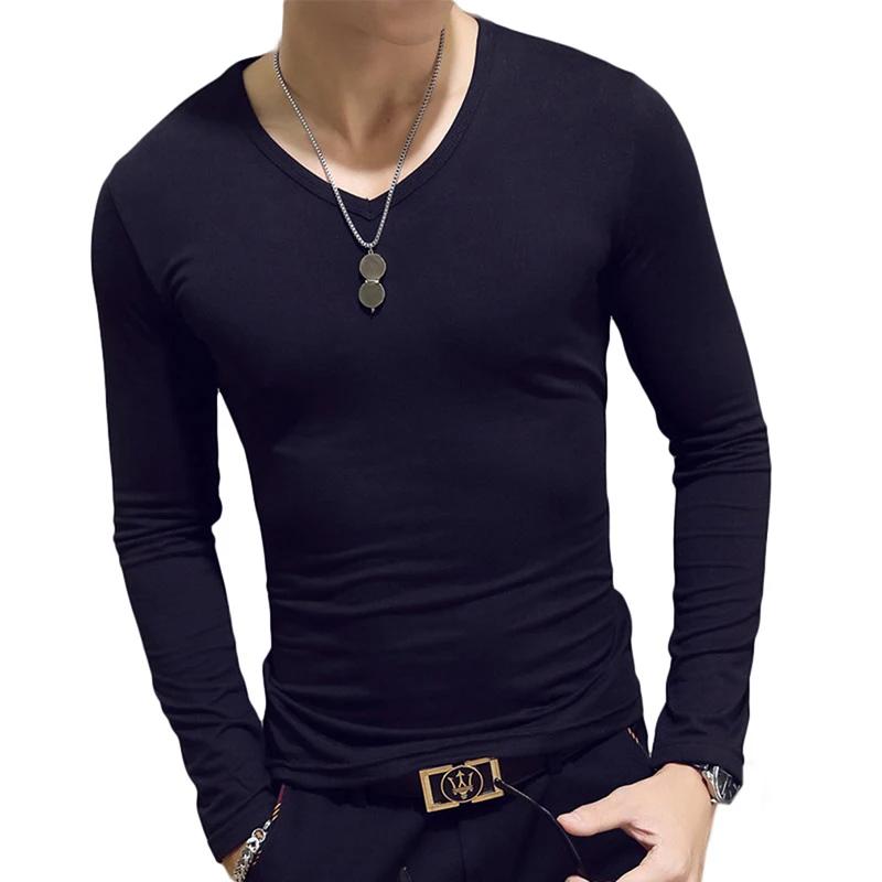 T-shirt à Manches sulfet Col Rond pour Homme, Vêtement Basique, Slim, Décontracté, Couleur Unie, Pri