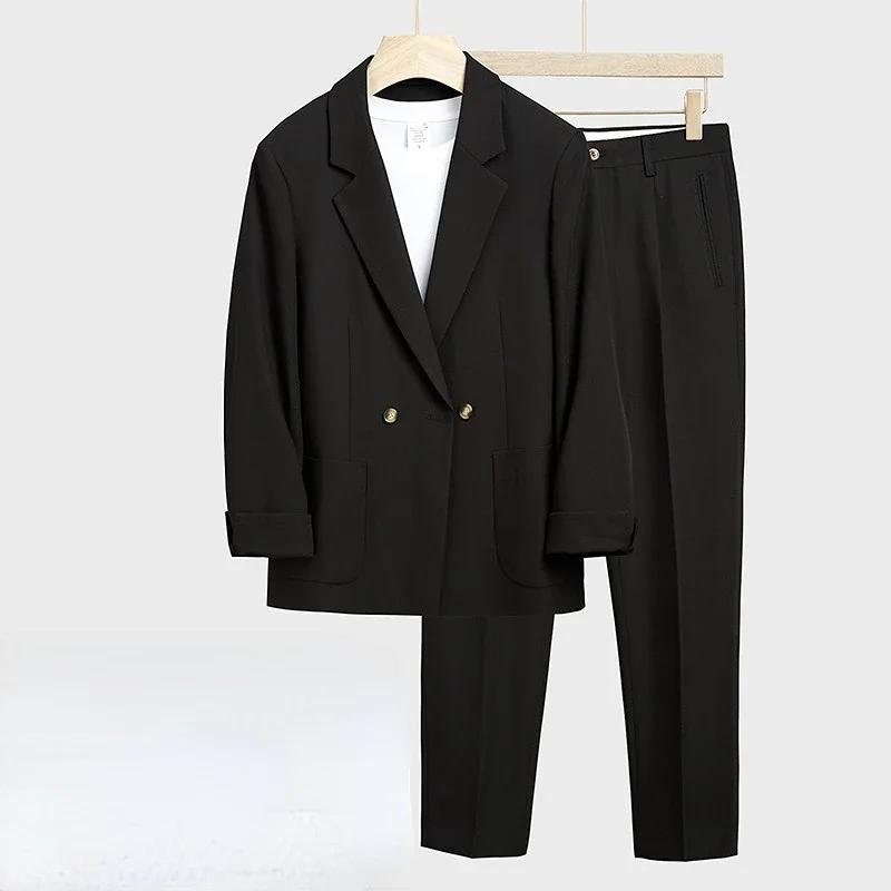 "ensemble de costume de Style coréen pour hommes, coupe ample, Blazer et pantalon décontractés, coup