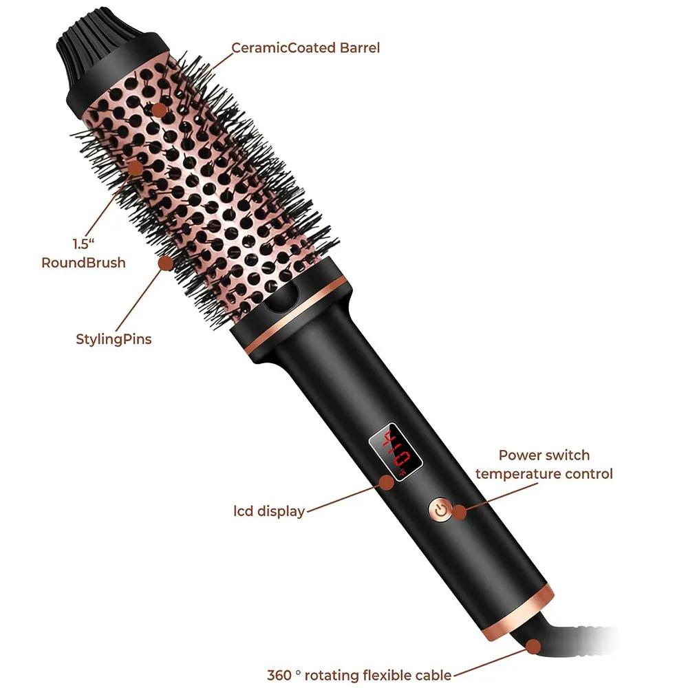 Brosse thermique brosse à friser ionique en céramique 1.5 pouces fer à friser chauffé volumateur dou