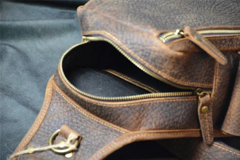 PNDME – sac de poitrine rétro en cuir véritable pour hommes, sac à bandoulière multifonctionnel en c