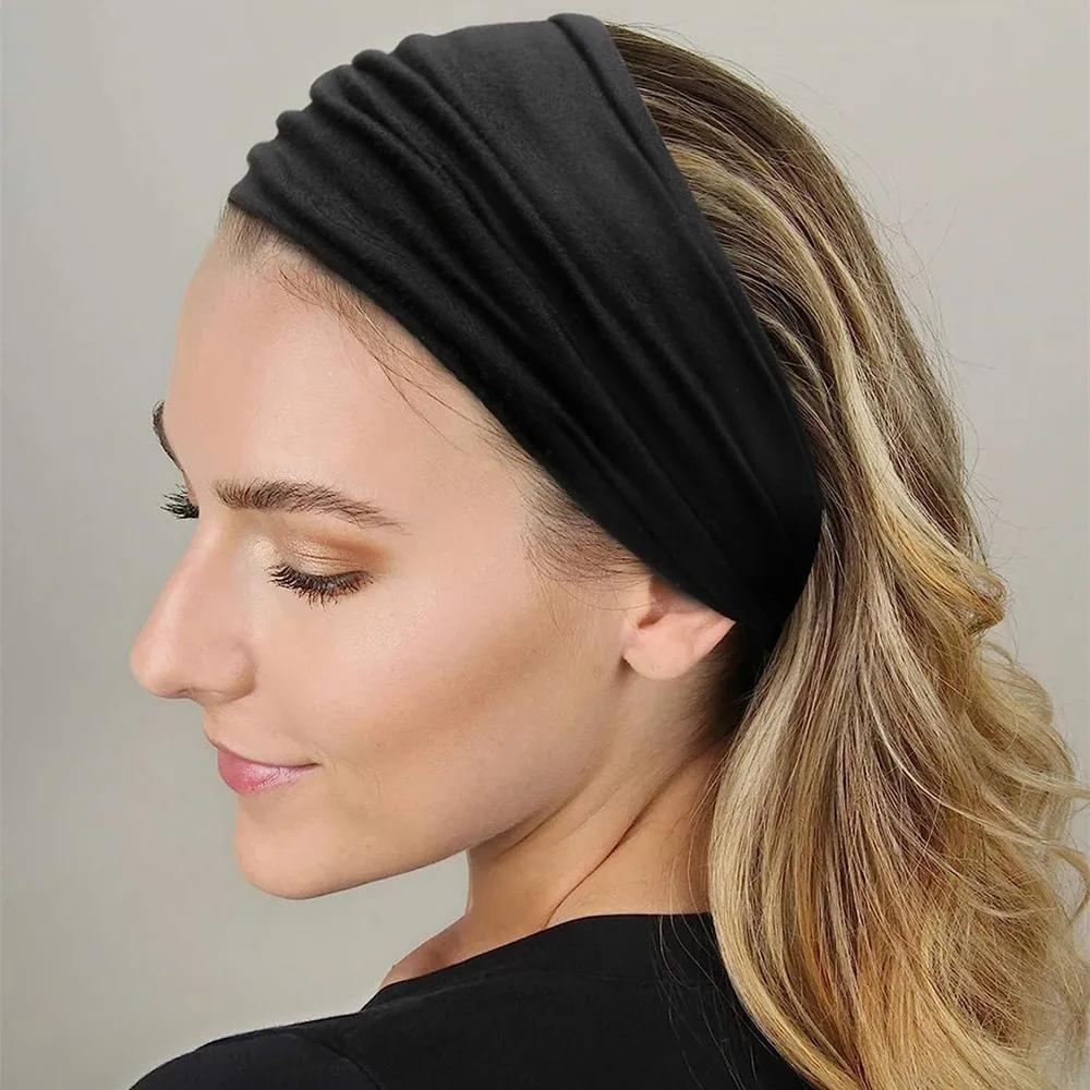 Grands bandeaux pour femmes, élégants, style Boho, Turban de Sport, Yoga, en coton, Bandana antidéra