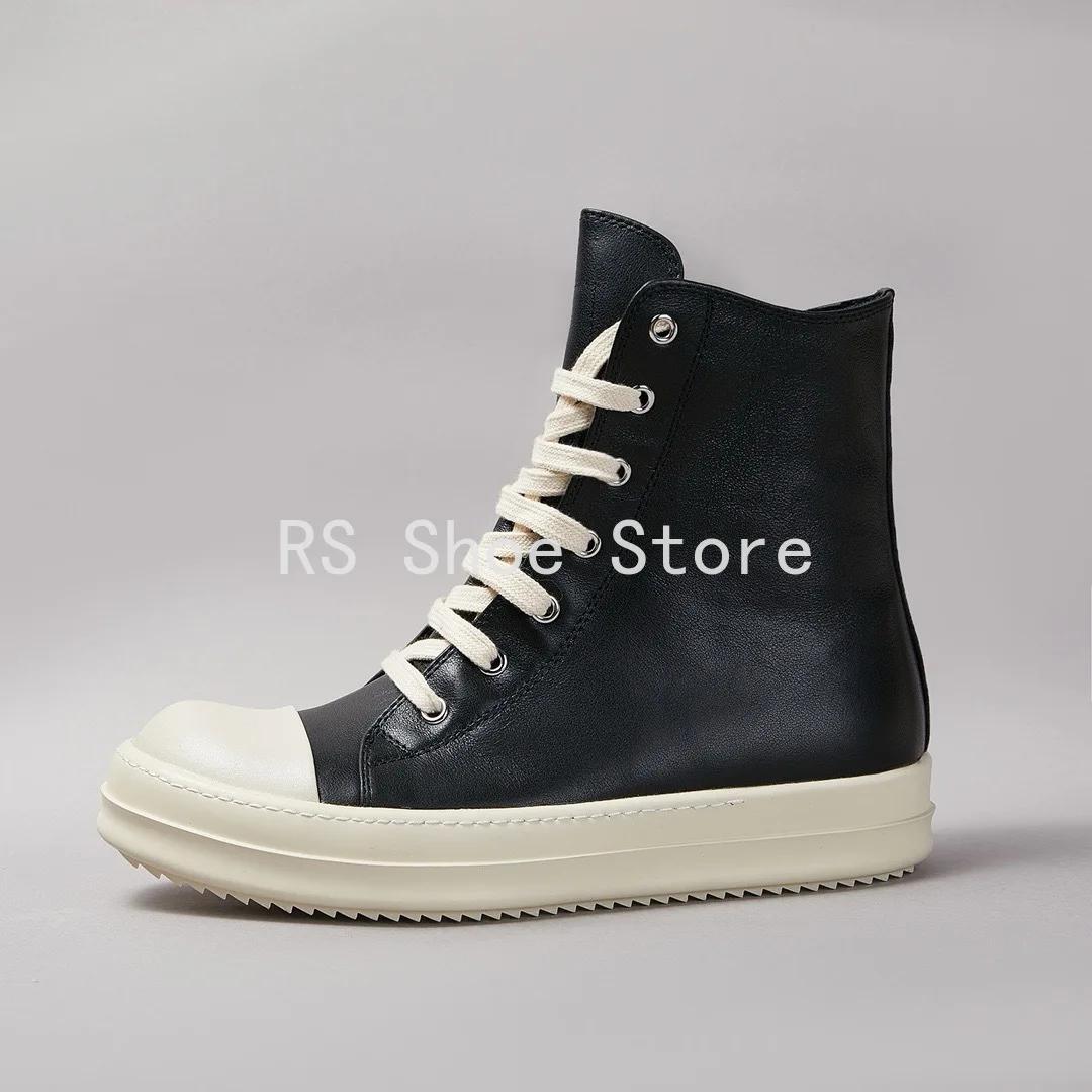 Ro Boot – chaussures montantes en cuir noir pour hommes et femmes, baskets classiques de styliste av