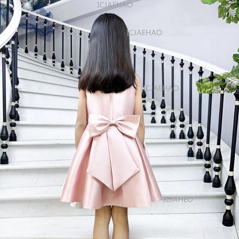 Robe de Soirée Formelle pour Filles 2026, Nouvelle Robe de Princesse en Satin Rose, Tenue Élégante p
