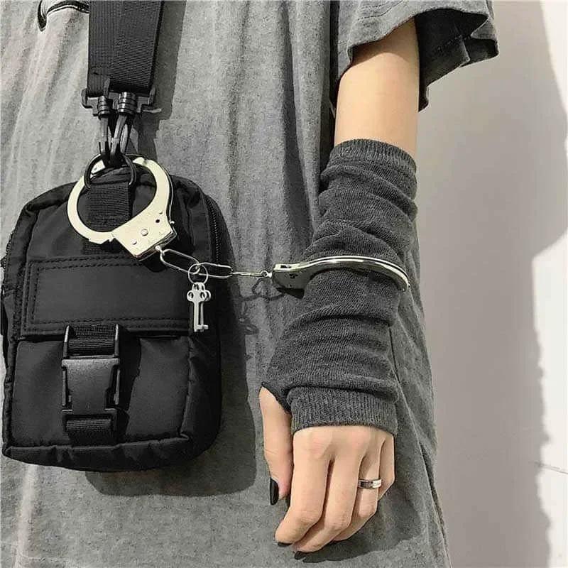 Y2K gothique Lolita gants bras couverture Harajuku chauffe-bras noir gris rayé sans doigts Punk long