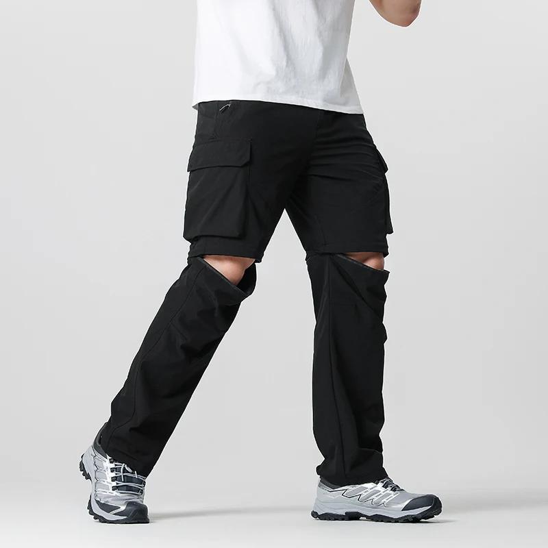 Pantalon convertible de randonnée cargo pour hommes, imperméable, séchage rapide, léger, fermeture é