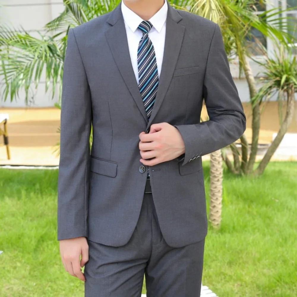 Nouveau (Blazer + pantalon) hommes d'affaires de mode Gentleman Style italien mince couleur unie cos