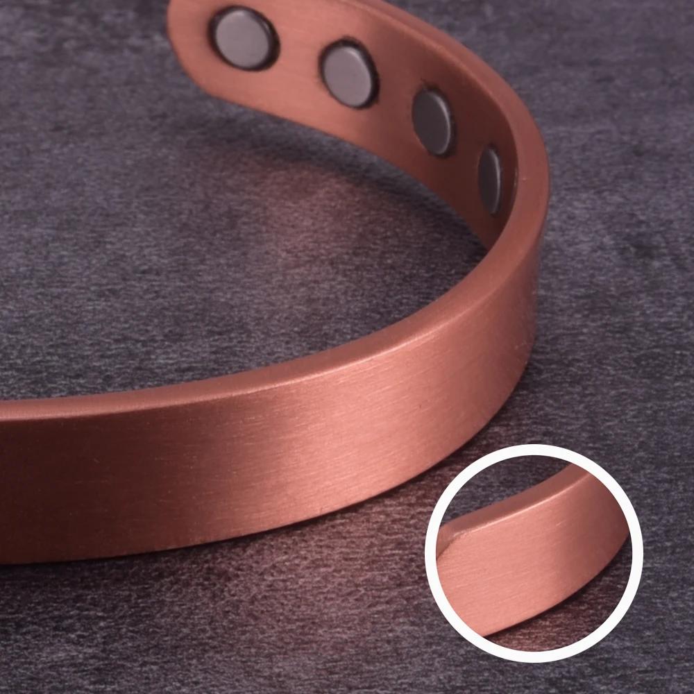 Vinterly-Bracelets magnétiques en cuivre pur pour hommes, réglables arthriquement, manchette ouverte