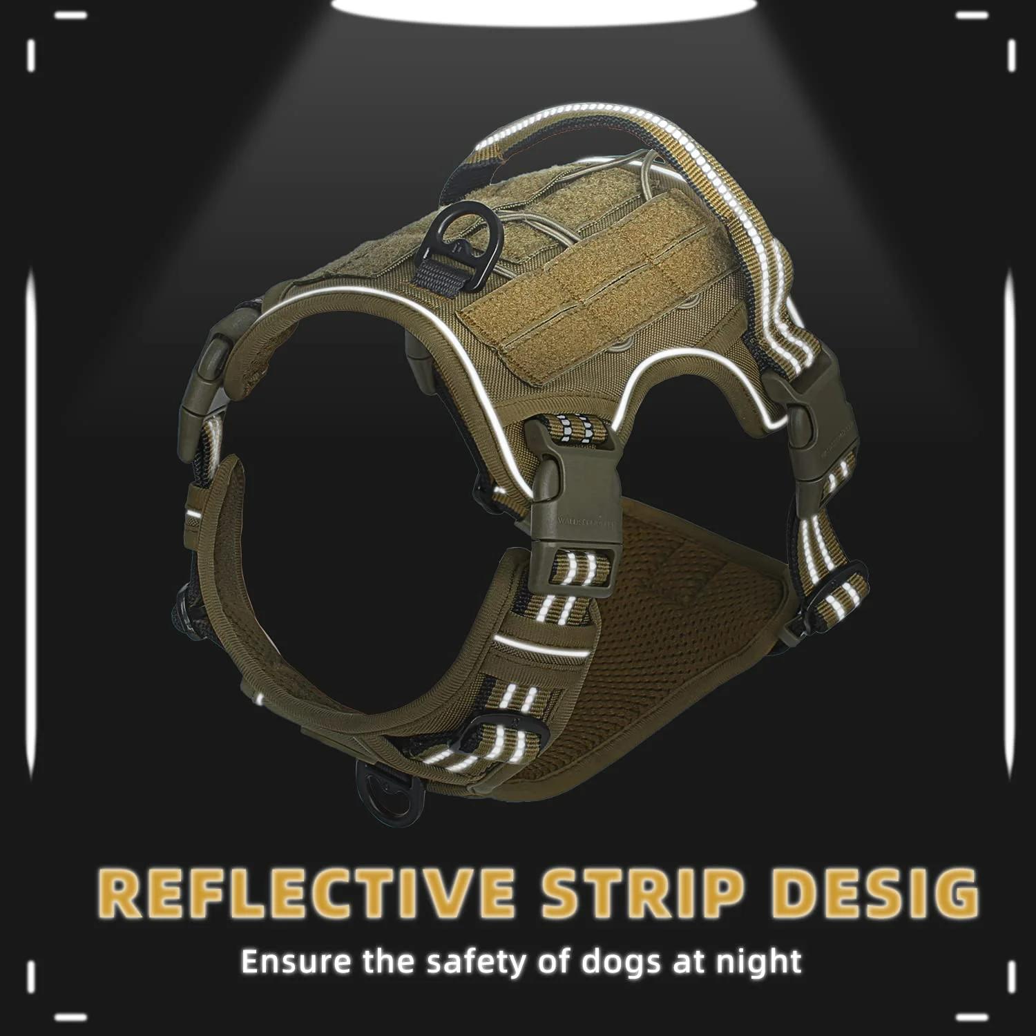 Harnais tactique pour chien, harnais pour chien sans traction, harnais de gilet MOLLE respirant régl