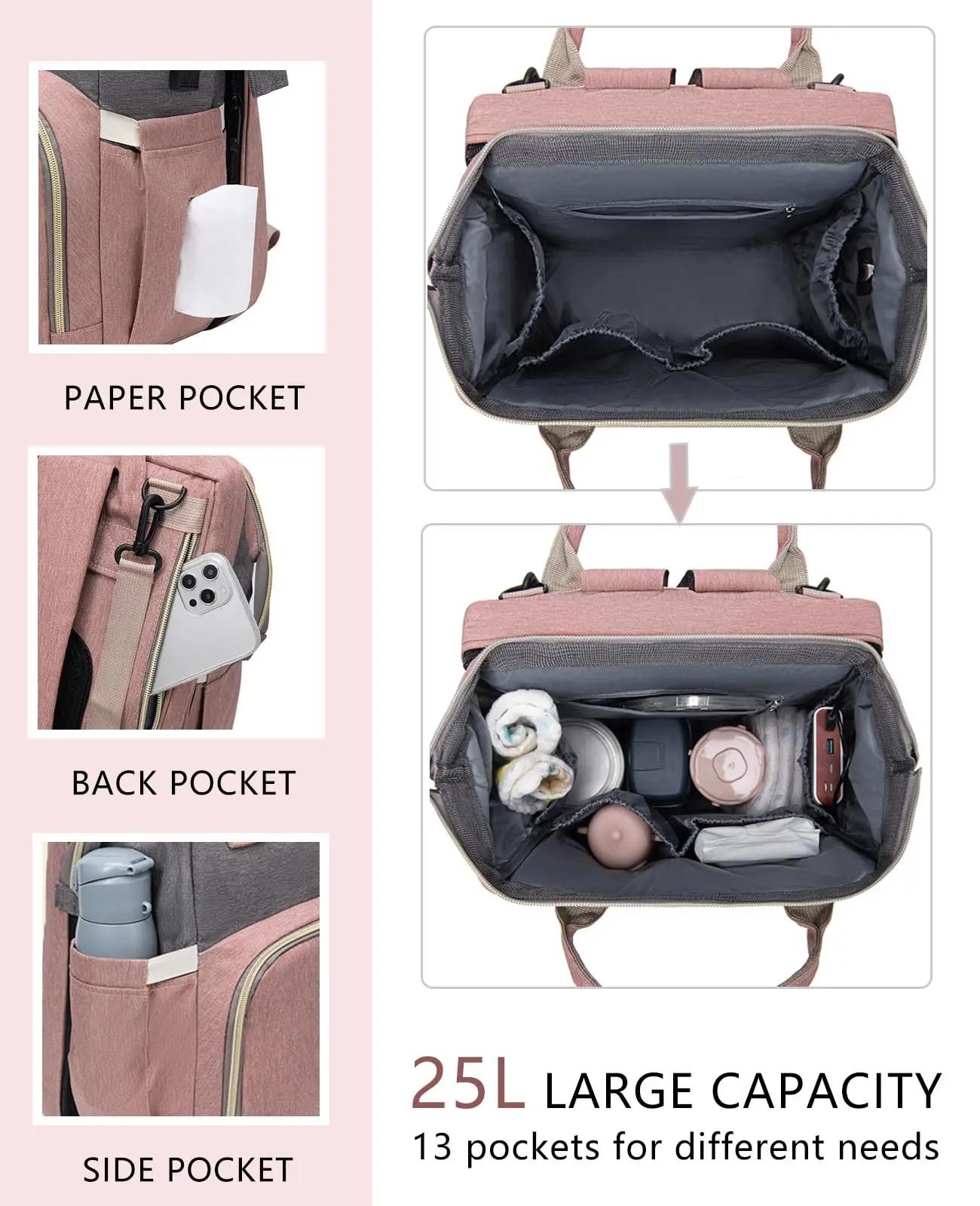 Sac à dos pour couches avec matelas à langer, grande capacité, sac de voyage pour bébé pour maman, i