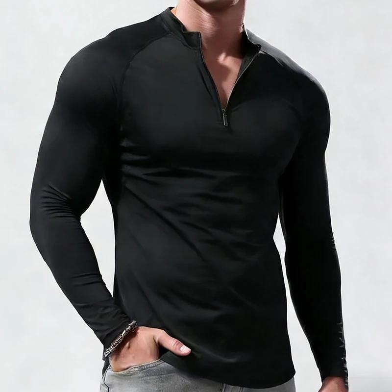 T-shirt à manches longues pour homme, vêtements de sport de compression, t-shirt pour homme, hauts é