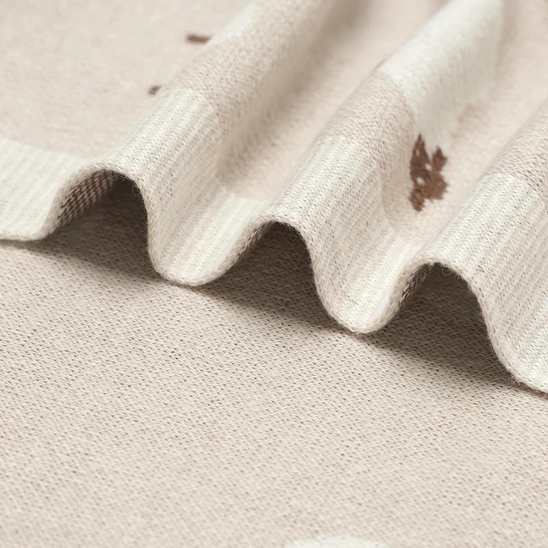 Couverture bébé coton tricotée 90x70cm - Lange emmaillotage poussette tapis réception nouveau-né